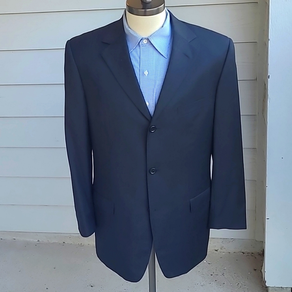 ERMENEGILDO ZEGNA Soft Solid Dark Grey‎ Wool Mens Sz 44 R Sport Coat Blazer